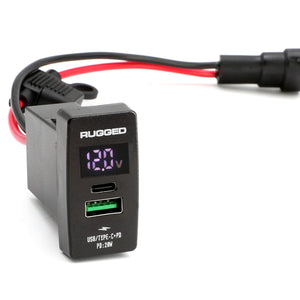 Rugged Radios USB rocker switch hub with 4.2 amp USB and USB-C charging ports for Polaris UTVs