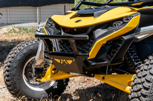 Madigan Motorsports Maverick R Double Front Bumper on a Can-Am Maverick R — fitted view