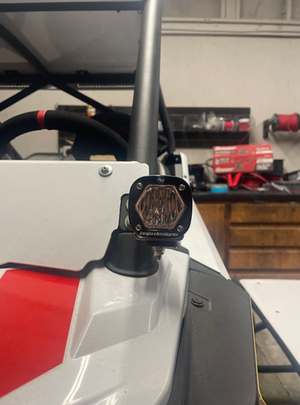 Madigan Motorsports RZR 200 A-Pillar Light Mount on a Polaris RZR 200 — mounting hardware
