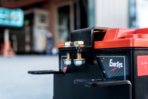 Madigan Motorsports Maverick X3 MAX Dual Battery Mount on a Can-Am Maverick X3 — angle view