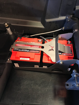 Madigan Motorsports Maverick X3 2-Seat Dual Battery Mount on a Can-Am Maverick X3 — detail