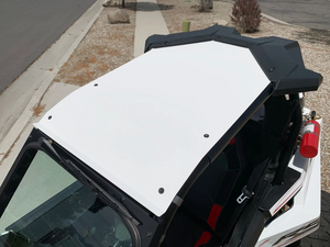 Black powder-coated aluminum roof with billet mounts and stainless steel bolts for Polaris RS1 models from 2018 to 2022