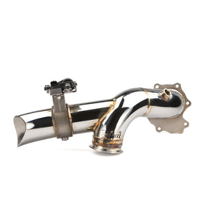 RPM Speed UTV 3" E-Valve Mid Pipe for OEM muffler with dump valve, stainless body, switch wiring kit, and optional turbo heat blanket.