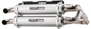 Trinity Racing RZR RS1 dual full exhaust system in brushed stainless finish