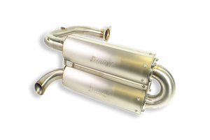 Trinity Racing Honda Talon 1000R and 1000X quiet dual-muffler single-exit slip-on exhaust in stainless steel