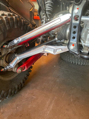 LM UTV Honda Talon 1000R High Clearance Radius Rods fitted to the machine, suspension view