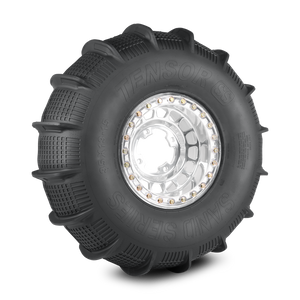 Tensor SS Sand Series paddle tire for UTVs with Velocity Grid design, 33 and 35 inch sizes, for ultimate sand traction and control.