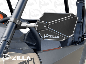 SABER billet convex UTV mirrors with low-profile multi-radius clamps for 1.75" to 2" roll cages