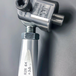 LM UTV Polaris RZR Tie Rods Heim +3.5in Long Travel detail showing the heim end and stainless hardware