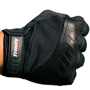 Trinity Racing Terra leather UTV riding gloves top view showing padded knuckle protection