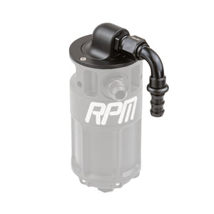 RPM catch can recirculation top cap assembly showing 360-degree adjustable routing