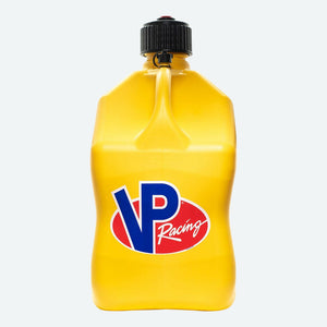 VP Racing 5.5-gallon blue square utility jug with ergonomic handle and vented cap for secure non-fuel fluid storage