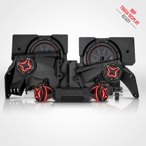 SSV Works Phase-5 V-Spec 6-speaker sound system with dual Kicker 10-inch subs for 2026-2027 Can-Am Maverick X3 touchscreen