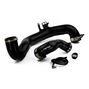 RPM Can-Am Maverick X3 full silicone charge tube kit with clamps, boost ports, and high-temp 4-ply silicone hoses