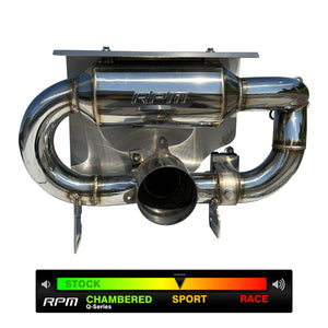 RPM stainless E-Valve sport muffler for 2017–2025 Can-Am X3 Turbo, R & RR with switchable sound and OEM fitment.