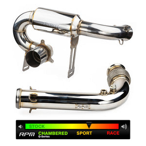 RPM Full 3" Monster Core Exhaust for Can-Am X3 with stainless mid pipe, dual O2 bungs, and factory-compatible spark arrestor tip.