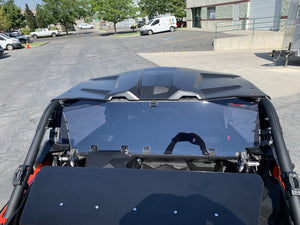Tinted rear polycarbonate window for Can-Am Maverick X3 with lower panel and quick straps