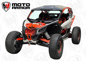 Moto Armor Vented Full Glass Windshield for Can-Am Maverick X3 (2017–2025) – DOT Laminated Glass, Tinted Visor, Vents, Manual Wiper