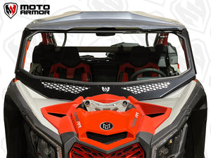 Moto Armor Vented Full Glass Windshield for Can-Am Maverick X3 (2017–2025) – DOT Laminated Glass, Tinted Visor, Vents, Manual Wiper