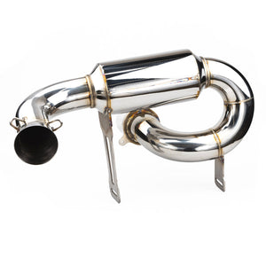 RPM Full 3" Monster Core Exhaust for Can-Am X3 with stainless mid pipe, dual O2 bungs, and factory-compatible spark arrestor tip.
