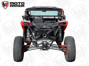 Moto Armor Full Rear Glass Windshield for Can-Am Maverick X3 (2017–2024) – Laminated Safety Glass, CNC Aluminum Frame, Quick-Strap Mounts