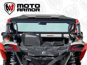 Moto Armor Full Rear Glass Windshield for Can-Am Maverick X3 (2017–2024) – Laminated Safety Glass, CNC Aluminum Frame, Quick-Strap Mounts