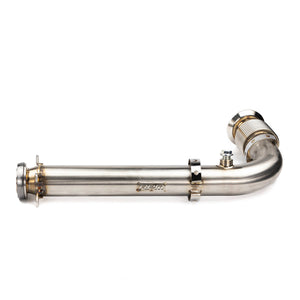 RPM TIG welded stainless mid pipe for Can-Am X3 Turbo, Turbo R, and RR with cat delete for max power and heat reduction.