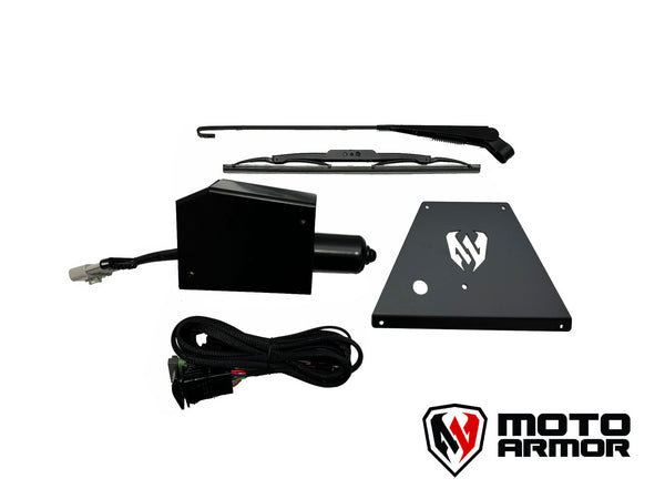 Moto Armor Dual-Speed Electric Wiper Kit for Can-Am Maverick X3 Gen 2 Windshields – Plug & Play, Powder-Coated Housing, Includes Switch
