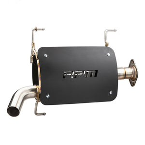 RPM stainless slip-on sport muffler for Polaris XPEDITION XP & ADV. Adds 5HP, TIG welded, deep tone, and retains full bed functionality.