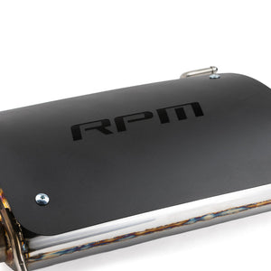 RPM stainless slip-on sport muffler for Polaris XPEDITION XP & ADV. Adds 5HP, TIG welded, deep tone, and retains full bed functionality.