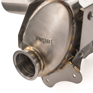 RPM logo and TIG-welded flange on the CFMoto Z10 chambered muffler