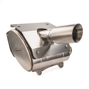 Front view of the RPM chambered muffler for the CFMoto ZForce Z10