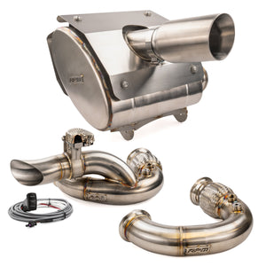 RPM Powersports CFMoto Z10 3 inch chambered exhaust shown with Standard and E-Valve mid pipe options