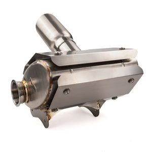 Rear outlet of the RPM CFMoto Z10 3 inch chambered exhaust