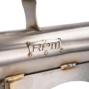 RPM logo on the CFMoto Z10 race pipe flange