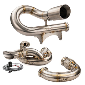 RPM Powersports CFMoto Z10 3 inch race pipe shown with Standard and E-Valve mid pipes