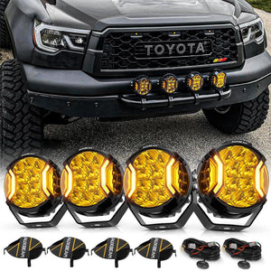 V-ULTRA Series | 5 Inch 172W LED Side Shooter Amber Pod Lights with Amber DRL - Dunes 2 Dezert SXS