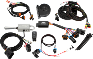 Can-Am Defender self-canceling turn signal system with billet lever, LED lights, and plug-in harness for factory rear brake lights