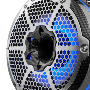 DS18 Marine And Psports Towers With 10in 1in Driver 300 Watts RMS RGB LED Lights Black Carbon Fiber