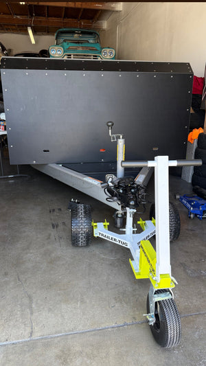 Trailer-Tug MONSTER-TUG towing device attached to a trailer, showcasing durable construction for heavy-duty towing tasks