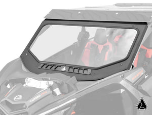 Assault Industries glass windshield on a Can-Am Maverick X3, front view