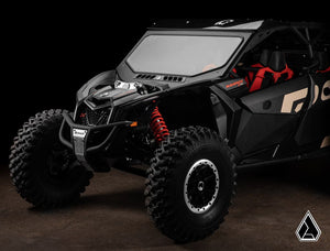 Assault Industries glass windshield on a Can-Am Maverick X3, angle view
