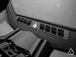 Assault Industries glass windshield on a Can-Am Maverick X3, installed close-up