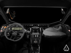 Assault Industries glass windshield on a Can-Am Maverick X3, alternate angle
