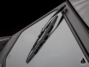 Assault Industries glass windshield on a Can-Am Maverick X3, manual wiper option