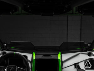 Assault Industries half windshield on a Kawasaki Teryx H2, installed close-up