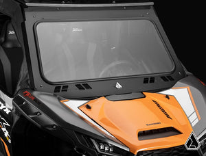 Assault Industries glass windshield on a Kawasaki Teryx KRX 1000, angle view