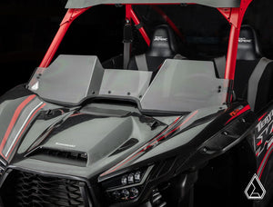 Assault Industries half windshield on a Kawasaki Teryx KRX 1000, installed close-up