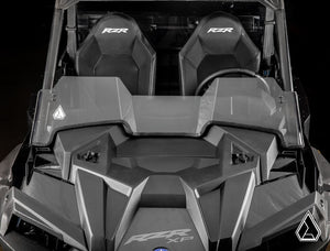 Assault Industries half windshield on a Polaris RZR XP 1000, angle view