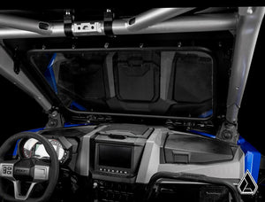 Assault Industries glass windshield on a Polaris RZR Pro R 4, installed close-up